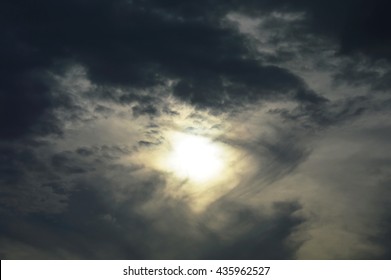 Sun Behind Dark Cloud Look Like Eye On The Sky