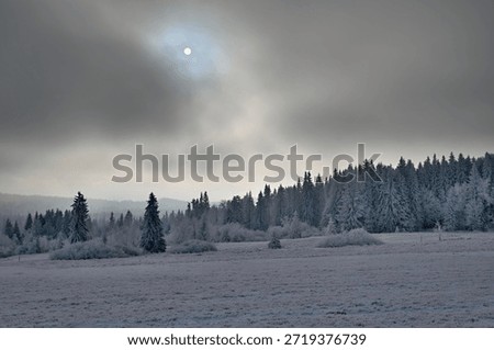 Sun behing clouds in Jeseníky Mountains