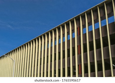 Sun Blocking Facade.  Minimalist image with blue sky above for use as a template or backdrop.