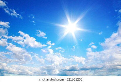 Sun In Blue Sky With Cloud