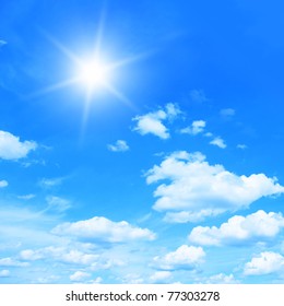 Sun In Bright Blue Sky.