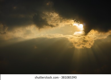 Sun burst through the dark clouds