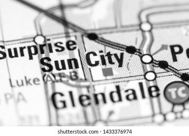 Sun City. Arizona. USA On A Map