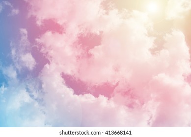 Sun And Cloud Background With A Pastel Colored
