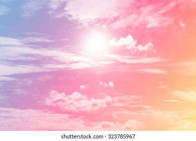 sun and cloud background with a pastel violet colored gradient.


