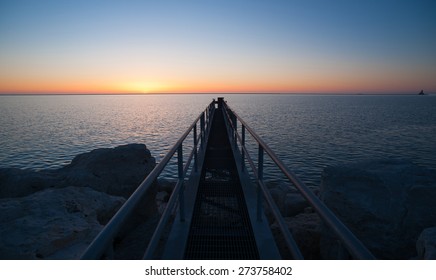 The Sun Comes Up Over Lake Michigan Milwaukee Harbor