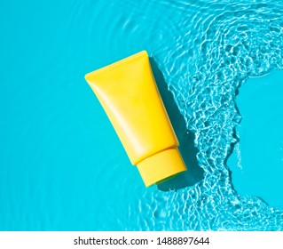 Sun Cream Yellow Tube On Blue Stock Photo 1488897644 | Shutterstock