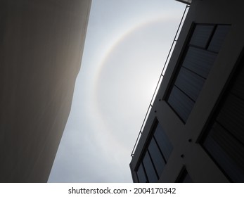 The Sun Halo In Bangkok City, Thai People Believe If You See Sunn Halo That Makes You Will Have Good Luck.