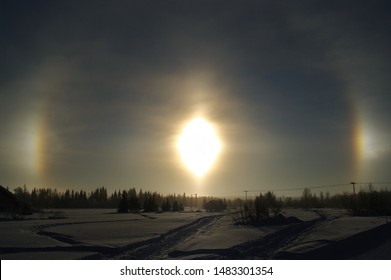 The Sun Halo In The Finnish Lapland Sky