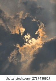 The sun hiding behind the clouds 