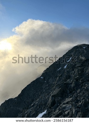 Similar – Image, Stock Photo The sun hides behind the clouds as we go to bed