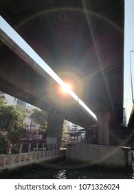 sun light between bts skytrain tracks