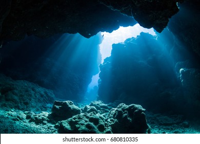 Sun Light into the Underwater Cave
 - Shutterstock ID 680810335