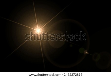 Similar – Image, Stock Photo Lens flare of the evening sun shining through the trees in the orange evening sky and reflecting on the water