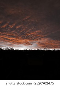 the sun making the clouds look like they are on fire. 