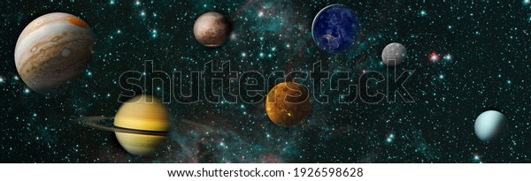 Sun, mercury, Venus, planet\
earth, Mars, Jupiter, Saturn, Uranus, Neptune. Solar system planet,\
comet, sun and star. Elements of this image furnished by\
NASA.