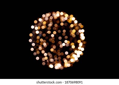 Sun Or Moon Made Out Of Bokeh Christmas Lights