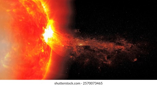 Sun on space background. Elements of this image furnished by NASA.