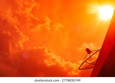 The sun and the orange sky and clouds represent the scorching heat of global boiling.