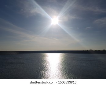 The sun over the river