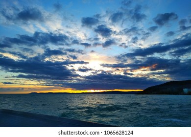 sun over the water