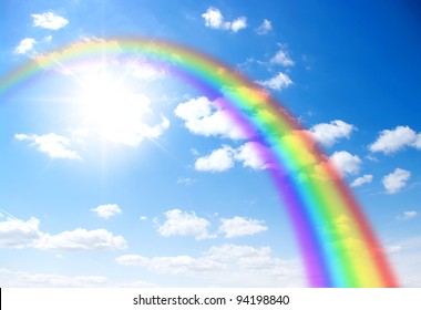 Sun And Rainbow In The Sky