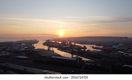 The Sun Raise Over The Belfast Docks