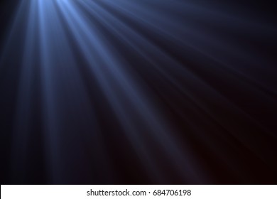 Sun Ray Light Isolated On Black Background For Overlay Design