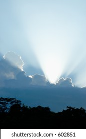 Sun ray shine through the clouds