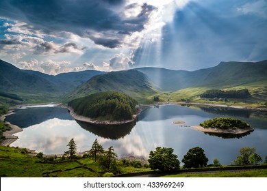 Sun Rays Bursting Through Storm Clouds, The Lake District, Cumbria, England