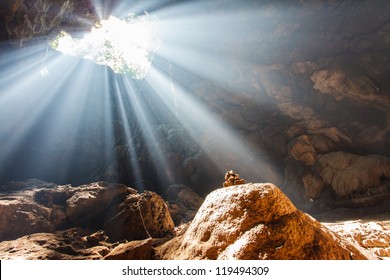 Sun rays in cave
