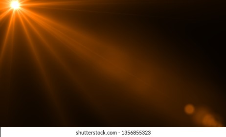 Sun Rays Light Isolated On The Black Background For Overlay Design ( Screen Blending Mode Layer)