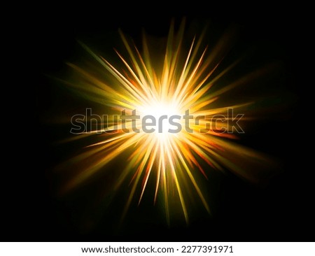 Sun rays light, warm light. shiny explosion sunbeam light ray glow background, sunshine overlay effect. Spotlight, light beam isolated on black, illustration