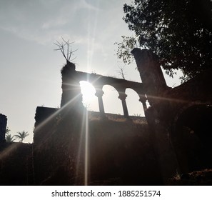 Sun rays making way from leftover of fort ruins 