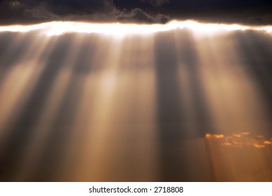 Sun rays shining through the clouds