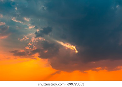 Sun rays Through the clouds with twilight sky