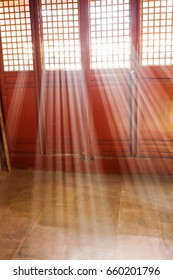 Sun Rays Through The Traditional Chinese Wooden Window