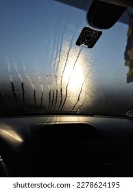 sun reflected thorugh the windshield