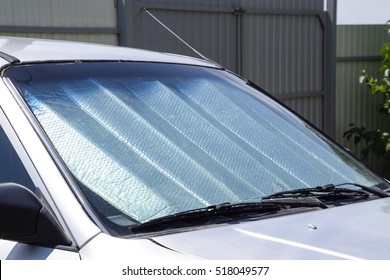 Sun Reflector Windscreen. Protection Of The Car Panel From Direct Sunlight