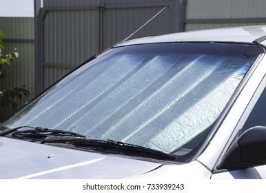 Sun Reflector Windscreen. Protection Of The Car Panel From Direct Sunlight