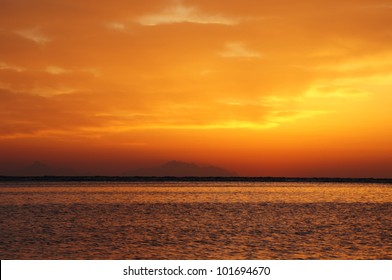 Sun Rise Over The Tropical Sea