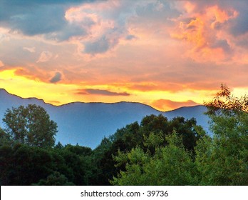 Sun Rise In Sandia Mountains, New Mexico