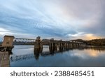 The sun rises at Montgomery Locks and Dam, managed by the U.S. Army Corps of Engineers Pittsburgh District in Monaca, Pennsylvania, on Oct. 25, 2023. 
