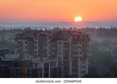 The Sun Rises Over The City Of Truskavets.