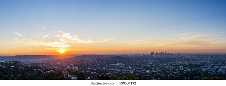 The Sun Rises Over The Horizon To The East Of Los Angeles And A New Day Begins.