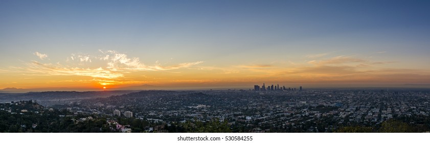 The Sun Rises Over The Mountains East Of Los Angeles.