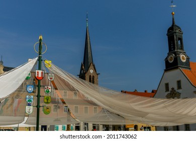 Sun Sails On The Coat Of Arms Tree At The Small Town Festival