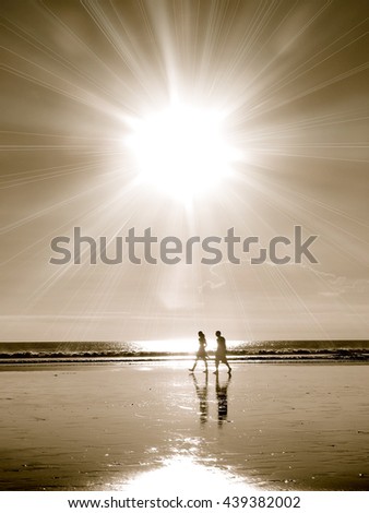 Similar – Image, Stock Photo …a family contemplates the sea