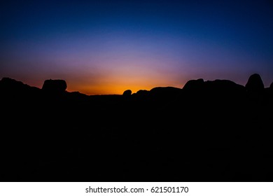 sun set in the desert