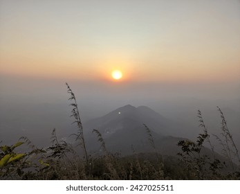 Sun set in mountain view 